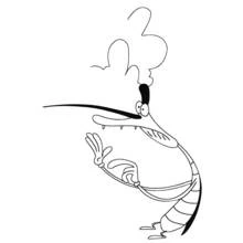 Coloriage Joey le cafard fait signe de la main