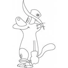 Coloriage Oggy avec un grand chapeau