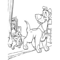 Coloriage Oliver et compagnie Dodger et le chaton Oliver
