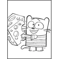 Coloriage Ollie à côté d'un gros morceau de fromage