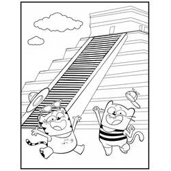 Coloriage Ollie et Moon montent dans l'avion