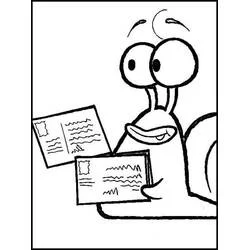 Coloriage Stanley l'escargot lisant des lettres