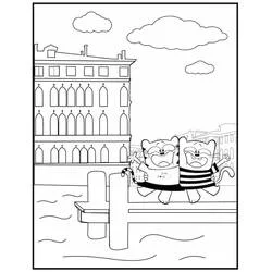 Coloriage Ollie et Moon jouent près du canal