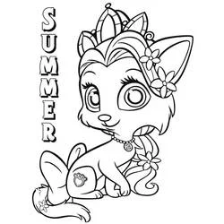 Coloriage Summer, le chaton Palace Pets à la tiare