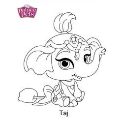 Coloriage Taj la petite éléphante à la coiffe de bijoux