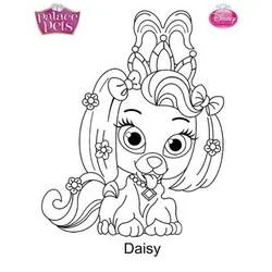 Coloriage Daisy le chiot Palace Pets avec une couronne à noeuds
