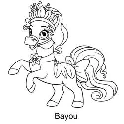 Coloriage Bayou le poney des Palace Pets en position joueuse
