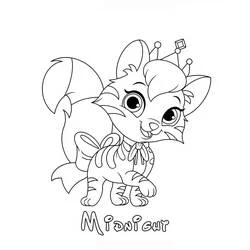 Coloriage Midnight, la chatonne Palace Pets avec un nœud