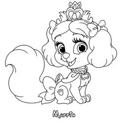 Coloriage Muffin des Palace Pets assise avec sa tiare