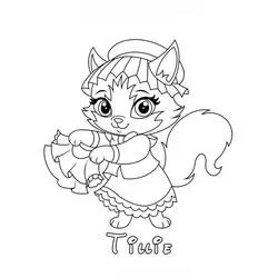 Coloriage Tillie la chatonne en robe et bonnet