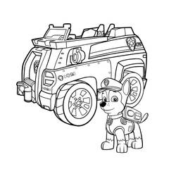 Coloriage Chase debout près de son camion de police Coloriage Chase debout près de son camion de police