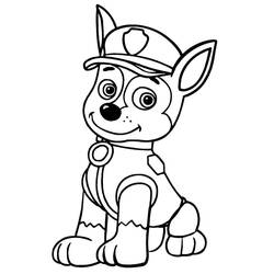 Coloriage Chase assis avec sa casquette de policier Coloriage Chase assis avec sa casquette de policier