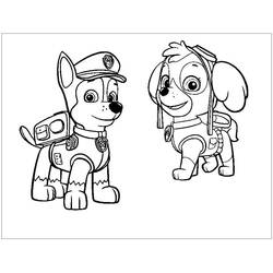 Coloriage Chase et Stella côte à côte Coloriage Chase et Stella côte à côte