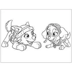 Coloriage Everest et Stella de la Pat'Patrouille