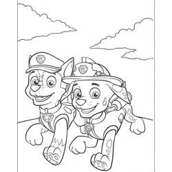 Coloriage Marcus et Chase de la Pat'Patrouille qui courent