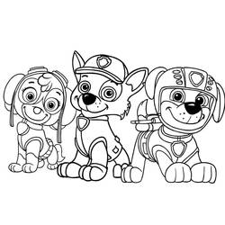 Coloriage Pat'Patrouille trois chiots en uniforme Coloriage Pat'Patrouille trois chiots en uniforme