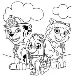 Coloriage Pat'Patrouille chiots avec uniformes de secours