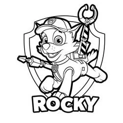 Coloriage Rocky de la Pat'Patrouille en pleine course Coloriage Rocky de la Pat'Patrouille en pleine course