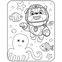 Coloriage Ruben de la Pat'Patrouille en plongée sous-marine