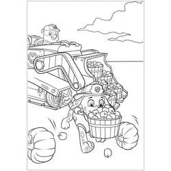 Coloriage Ruben et Marcus moissonnent les courges