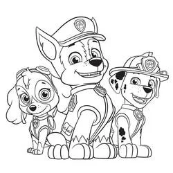 Coloriage Stella, Chase et Marcus assis ensemble