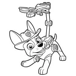 Coloriage Tracker de Pat'Patrouille avec hélicoptère