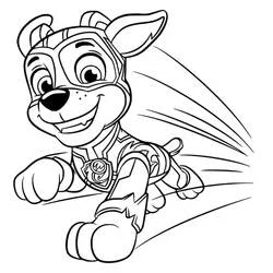 Coloriage Chase volant dans son costume de super patrouille