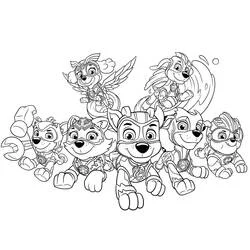 Coloriage Pat Patrouille La Super Patrouille réunie en équipe