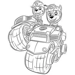 Coloriage Marcus et Chase sur un véhicule de la Super Patrouille