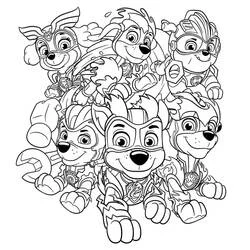 Coloriage Pat Patrouille La Super Patrouille réunie en super-héros