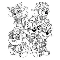 Coloriage Pat Patrouille La Super Patrouille en groupe