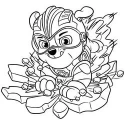 Coloriage Ruben Super Chiot surgissant des rochers