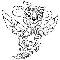 Coloriage Stella volant avec des ailes et une tornade