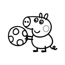 Coloriage Peppa Pig jouant avec un ballon