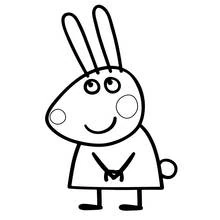 Coloriage Rebecca Rabbit souriante avec de longues oreilles