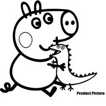 Coloriage Peppa Pig tenant un jouet dinosaure