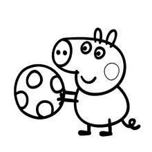 Coloriage Peppa Pig jouant avec un ballon