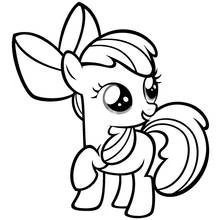 Coloriage Petit Poney avec un gros nœud sur la tête