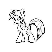 Coloriage Petit Poney souriant avec une longue crinière