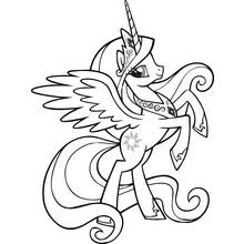 Coloriage Petit Poney princesse cabrée avec ses ailes déployées