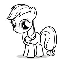 Coloriage Petit Poney debout avec un regard curieux