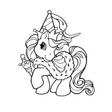 Coloriage Petit Poney princesse avec couronne et cape