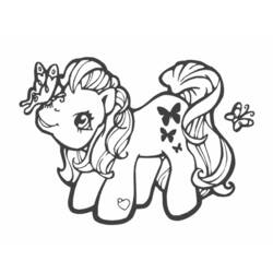 Coloriage Petit Poney aux marques papillon et cœur