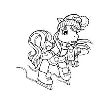 Coloriage Petit Poney fait du patin à glace