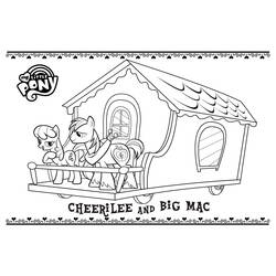Coloriage Cheerilee et Big Mac sur une roulotte