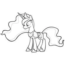Coloriage Petit Poney princesse alicorne en pose élégante