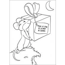 Coloriage Souris tenant un cadeau pour la lune