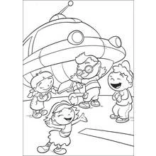 Coloriage Petits Einstein réunis près de leur fusée