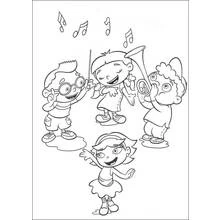 Coloriage Petits Einstein jouant de la musique ensemble