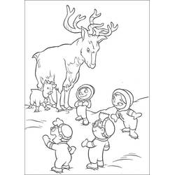 Coloriage Petits Einstein rencontrant une famille de rennes